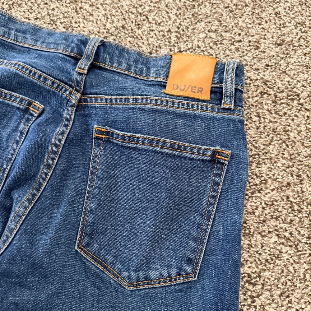 DUER DU/ER Jeans Women's Size 26x33 Blue Denim Stretch Wide Leg Dark Midweight